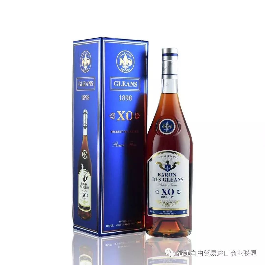 法國-格蘭斯藍(lán)帶瓶XO白蘭地，原裝原瓶進(jìn)口,1000ML 裝，酒精度：40％VOL